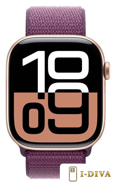 Умные часы Apple Watch Series 10 46 мм (алюминиевый корпус, розовое золото/сливовый, нейлоновый ремешок) - фото2