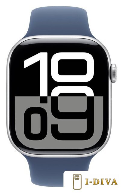 Умные часы Apple Watch Series 10 46 мм (алюминиевый корпус, серебристый/синий, спортивный силиконовый ремешок M/L) - фото2