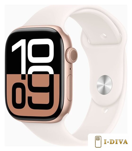 Умные часы Apple Watch Series 10 46 мм (алюминиевый корпус, розовое золото/легкие румяна, спортивный силиконовый ремешок M/L) - фото1