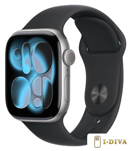 Умные часы Apple Watch Series 11 42 мм (алюминиевый корпус, космический серый/черный, спортивный силиконовый ремешок S/M) - фото1