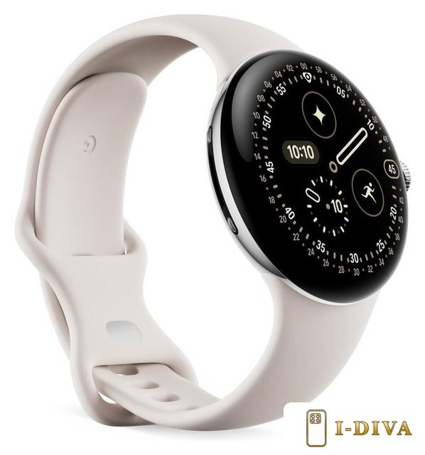 Умные часы Google Pixel Watch 4 45 мм (глянцевый серебристый/фарфор, спортивный силиконовый ремешок) - фото2