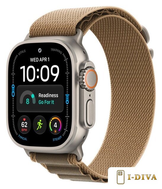 Умные часы Apple Watch Ultra 4 LTE 49 мм (титановый корпус, природный/песочный, текстильный ремешок размера S) - фото1