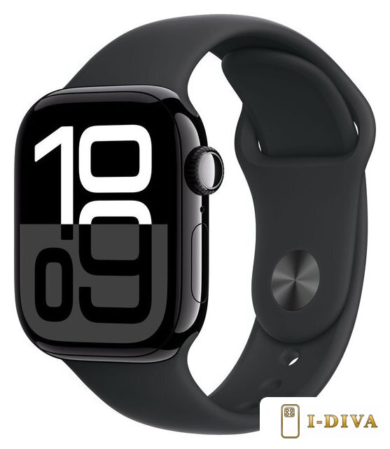 Умные часы Apple Watch Series 10 42 мм (алюминиевый корпус, черный/черный, спортивный силиконовый ремешок S/M) - фото1
