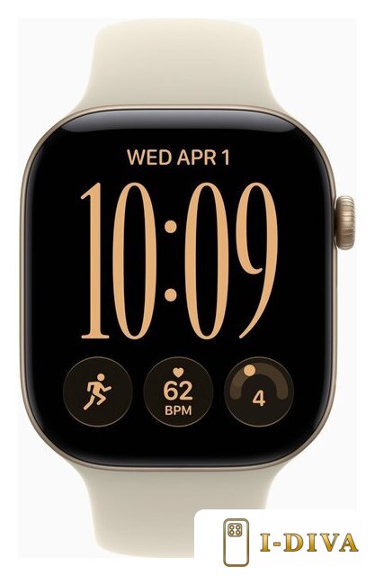 Умные часы Apple Watch Series 12 46 мм (алюминиевый корпус, светлое золото/песочный, спортивный силиконовый ремешок M/L) - фото2
