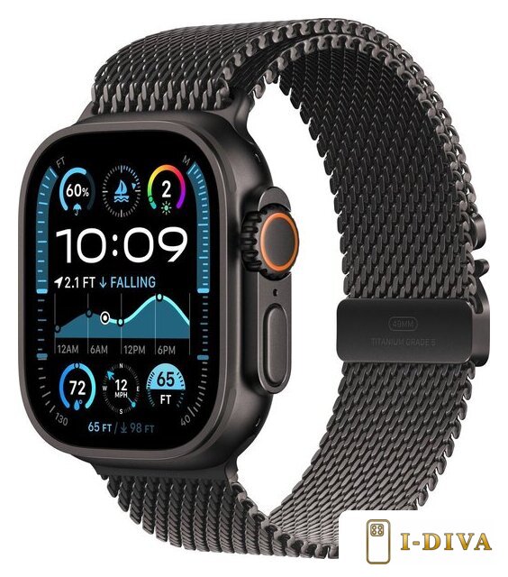 Умные часы Apple Watch Ultra 2 LTE 49 мм (титановый корпус, черный/черный, миланская петля M) - фото1
