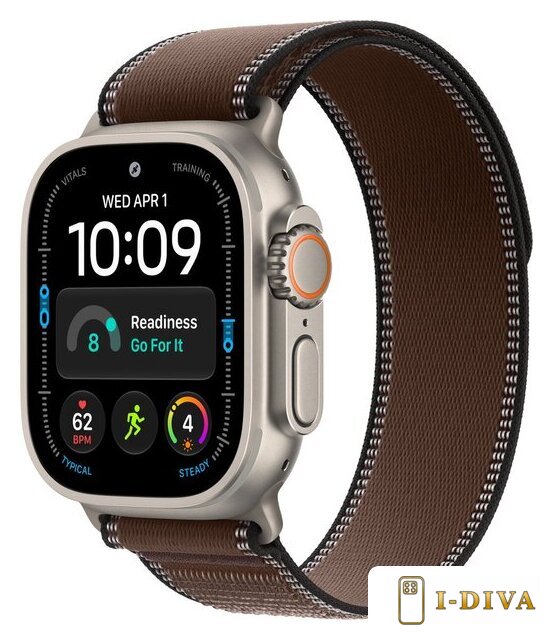 Умные часы Apple Watch Ultra 4 LTE 49 мм (титановый корпус, природный/темно-коричневый, нейлоновый ремешок размера M/L) - фото1
