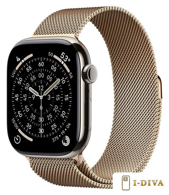 Умные часы Apple Watch Series 11 LTE 46 мм (титановый корпус, природный/золотистый, миланская петля) - фото1