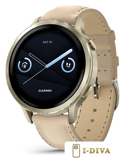 Умные часы Garmin Venu 4 41 мм (золотистый/песочный кожаный) - фото1