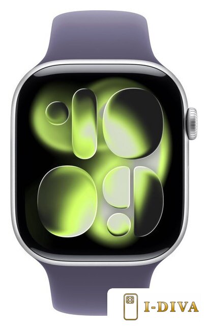 Умные часы Apple Watch Series 11 46 мм (алюминиевый корпус, серебристый/фиолетовый туман, спортивный силиконовый ремешок M/L) - фото2
